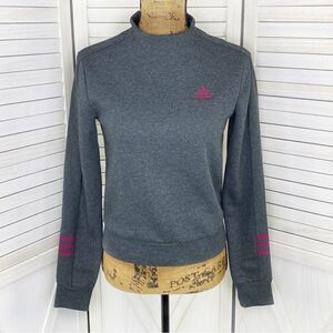 Adidas Embroidered Dual Textured Fleece Lined Cropped Sweatshirt Gray XS New‎